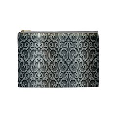 Patterns Wavy Background Texture Metal Silver Cosmetic Bag (medium)  by Simbadda