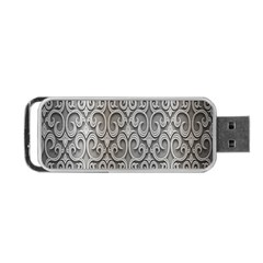 Patterns Wavy Background Texture Metal Silver Portable Usb Flash (one Side) by Simbadda