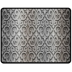 Patterns Wavy Background Texture Metal Silver Double Sided Fleece Blanket (medium)  by Simbadda