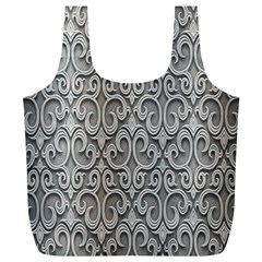 Patterns Wavy Background Texture Metal Silver Full Print Recycle Bags (l)  by Simbadda