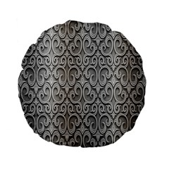 Patterns Wavy Background Texture Metal Silver Standard 15  Premium Flano Round Cushions by Simbadda