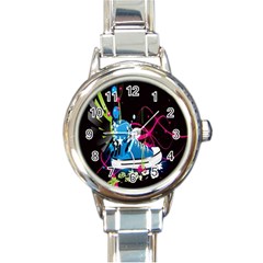 Sneakers Shoes Patterns Bright Round Italian Charm Watch by Simbadda