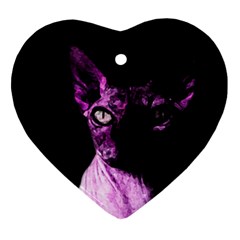 Pink Sphynx Cat Ornament (heart) by Valentinaart