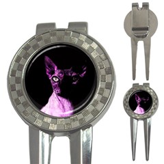 Pink Sphynx Cat 3-in-1 Golf Divots by Valentinaart