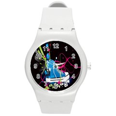 Sneakers Shoes Patterns Bright Round Plastic Sport Watch (m) by Simbadda