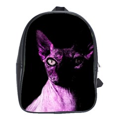 Pink Sphynx Cat School Bags(large)  by Valentinaart