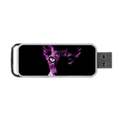 Pink Sphynx Cat Portable Usb Flash (one Side) by Valentinaart