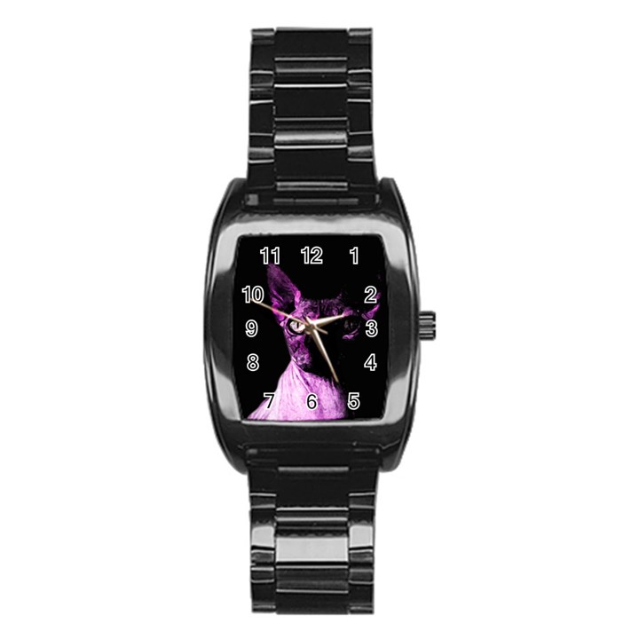 Pink Sphynx cat Stainless Steel Barrel Watch