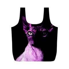 Pink Sphynx Cat Full Print Recycle Bags (m)  by Valentinaart