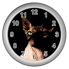 Sphynx Cat Wall Clocks (silver)  by Valentinaart