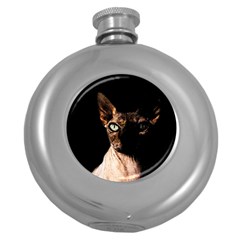 Sphynx Cat Round Hip Flask (5 Oz) by Valentinaart