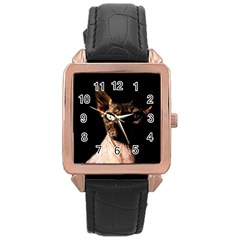 Sphynx Cat Rose Gold Leather Watch 