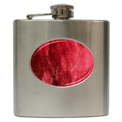 Red Background Texture Hip Flask (6 Oz) by Simbadda