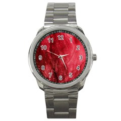 Red Background Texture Sport Metal Watch by Simbadda