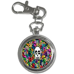 Skull Background Bright Multi Colored Key Chain Watches by Simbadda