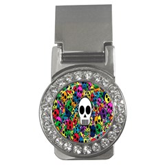 Skull Background Bright Multi Colored Money Clips (cz)  by Simbadda