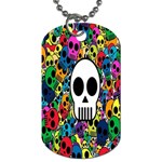 Skull Background Bright Multi Colored Dog Tag (One Side) Front