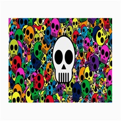 Skull Background Bright Multi Colored Small Glasses Cloth by Simbadda