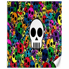 Skull Background Bright Multi Colored Canvas 16  X 20  