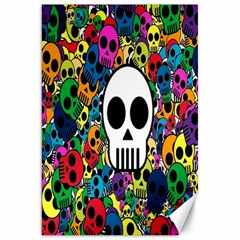 Skull Background Bright Multi Colored Canvas 20  X 30   by Simbadda