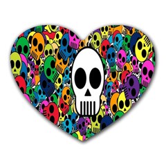 Skull Background Bright Multi Colored Heart Mousepads by Simbadda