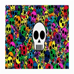 Skull Background Bright Multi Colored Medium Glasses Cloth (2-side) by Simbadda