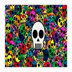 Skull Background Bright Multi Colored Medium Glasses Cloth (2-Side) Back