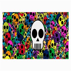 Skull Background Bright Multi Colored Large Glasses Cloth (2-side) by Simbadda