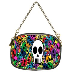 Skull Background Bright Multi Colored Chain Purses (one Side)  by Simbadda