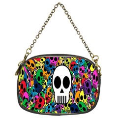 Skull Background Bright Multi Colored Chain Purses (two Sides)  by Simbadda