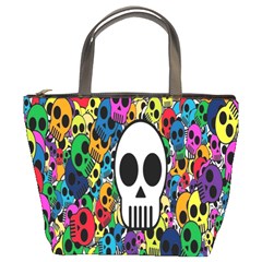 Skull Background Bright Multi Colored Bucket Bags by Simbadda