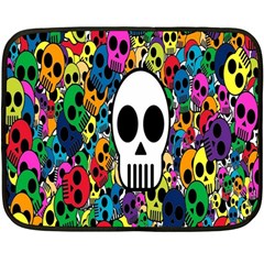 Skull Background Bright Multi Colored Fleece Blanket (mini) by Simbadda