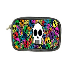 Skull Background Bright Multi Colored Coin Purse by Simbadda