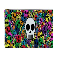 Skull Background Bright Multi Colored Cosmetic Bag (xl) by Simbadda