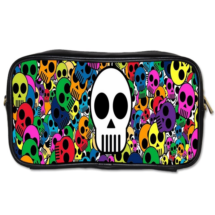 Skull Background Bright Multi Colored Toiletries Bags