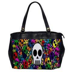 Skull Background Bright Multi Colored Office Handbags by Simbadda