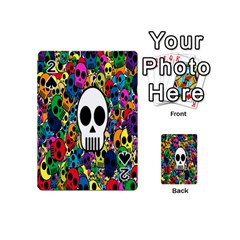 Skull Background Bright Multi Colored Playing Cards 54 (mini)  by Simbadda