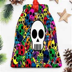 Skull Background Bright Multi Colored Ornament (bell) by Simbadda