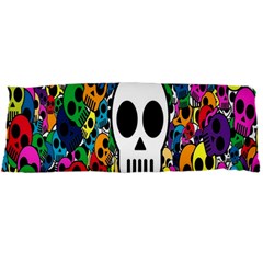 Skull Background Bright Multi Colored Body Pillow Case Dakimakura (two Sides) by Simbadda