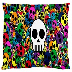 Skull Background Bright Multi Colored Large Cushion Case (one Side) by Simbadda