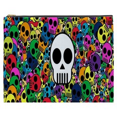 Skull Background Bright Multi Colored Cosmetic Bag (xxxl)  by Simbadda