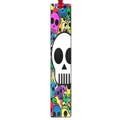 Skull Background Bright Multi Colored Large Book Marks by Simbadda