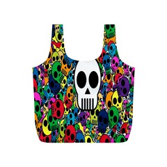 Skull Background Bright Multi Colored Full Print Recycle Bags (s)  by Simbadda