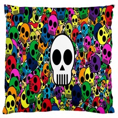 Skull Background Bright Multi Colored Large Flano Cushion Case (two Sides) by Simbadda