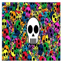 Skull Background Bright Multi Colored Large Satin Scarf (square) by Simbadda