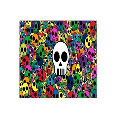 Skull Background Bright Multi Colored Satin Bandana Scarf by Simbadda