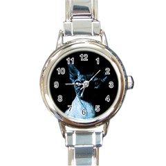 Blue Sphynx Cat Round Italian Charm Watch by Valentinaart