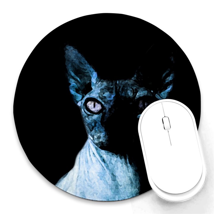 Blue Sphynx cat Round Mousepads