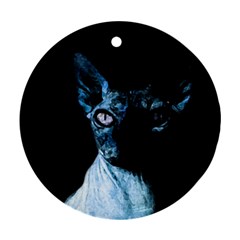 Blue Sphynx Cat Ornament (round) by Valentinaart