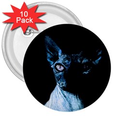 Blue Sphynx Cat 3  Buttons (10 Pack)  by Valentinaart